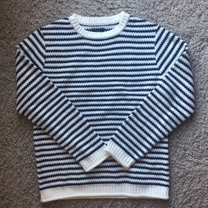 Navy and White Striped Crewneck Sweater